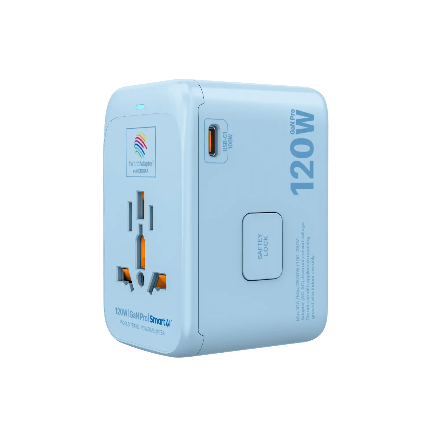 1WorldAdapter™ PD120W GaN Pro™ with 4 x USB-C PD3.2 & USB-A QC4  PPS Fast Charging