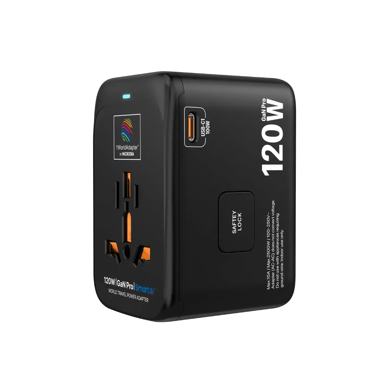 1WorldAdapter™ PD120W GaN Pro™ with 4 x USB-C PD3.2 & USB-A QC4  PPS Fast Charging