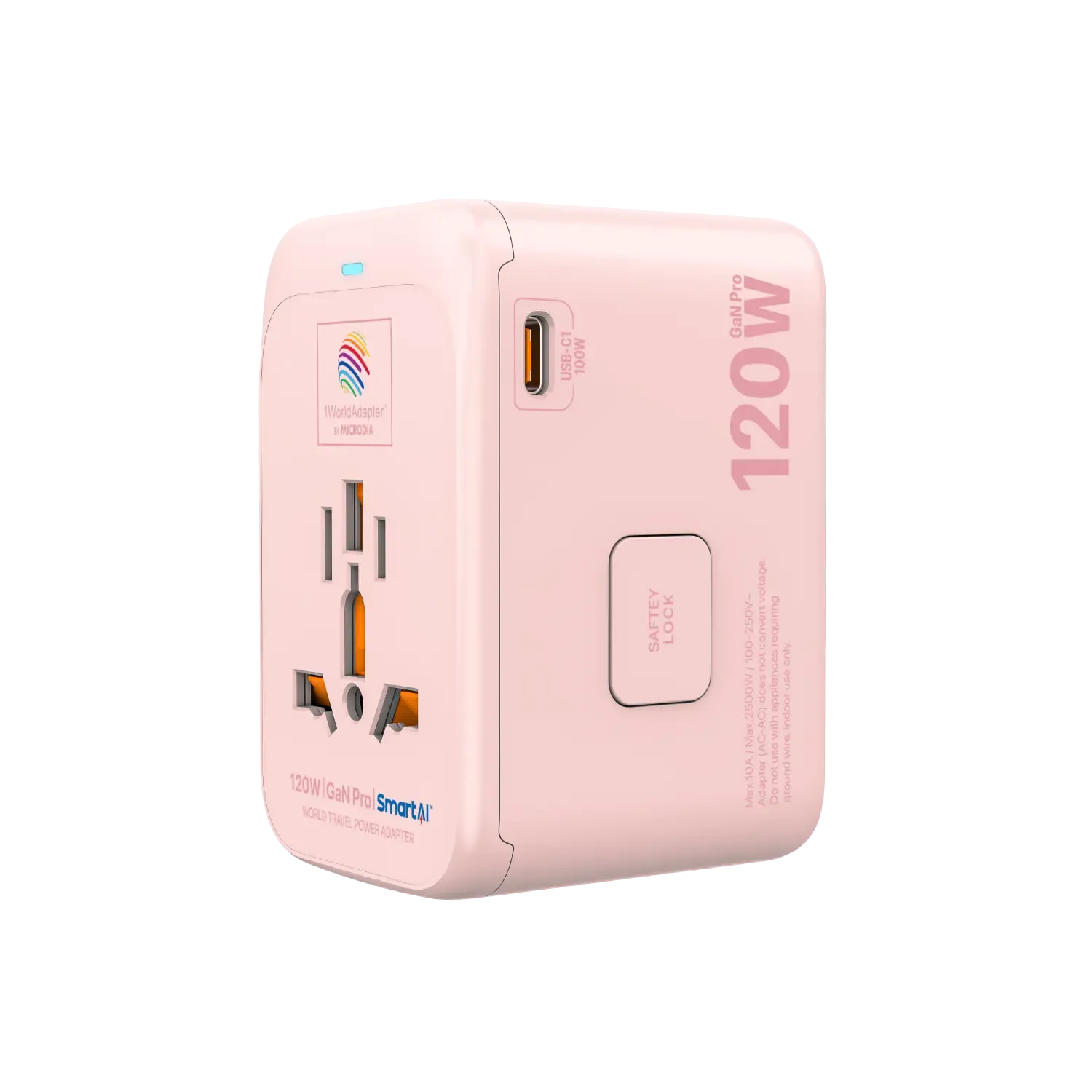1WorldAdapter™ PD120W GaN Pro™ with 4 x USB-C PD3.2 & USB-A QC4  PPS Fast Charging