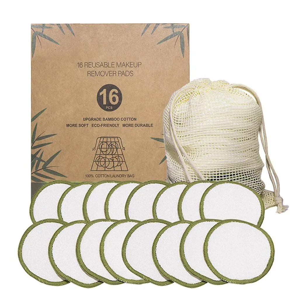 20pcs Reusable Makeup Remover Pads  Bag, Organic Bamboo Cotton Pads For All Skin Types, Cotton Rounds Face Pads Facial Cleansing