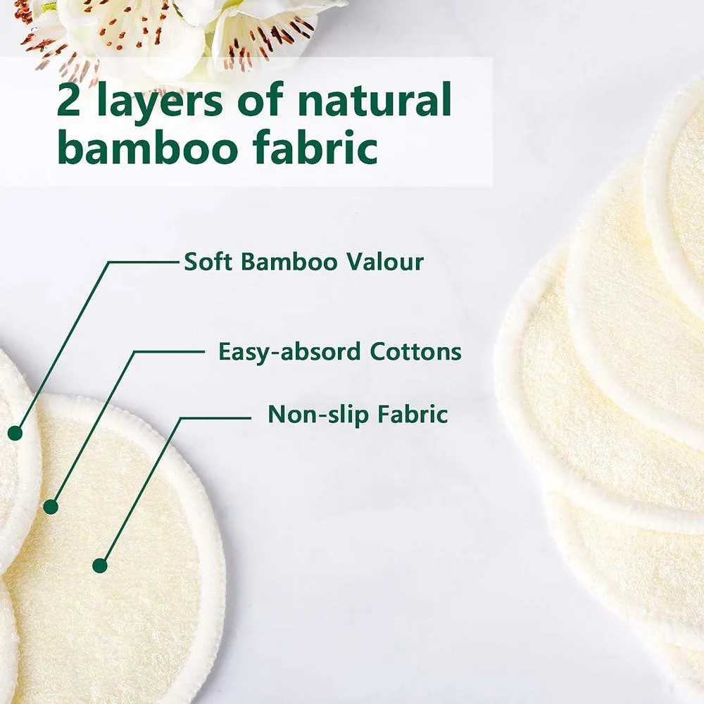20pcs Reusable Makeup Remover Pads  Bag, Organic Bamboo Cotton Pads For All Skin Types, Cotton Rounds Face Pads Facial Cleansing