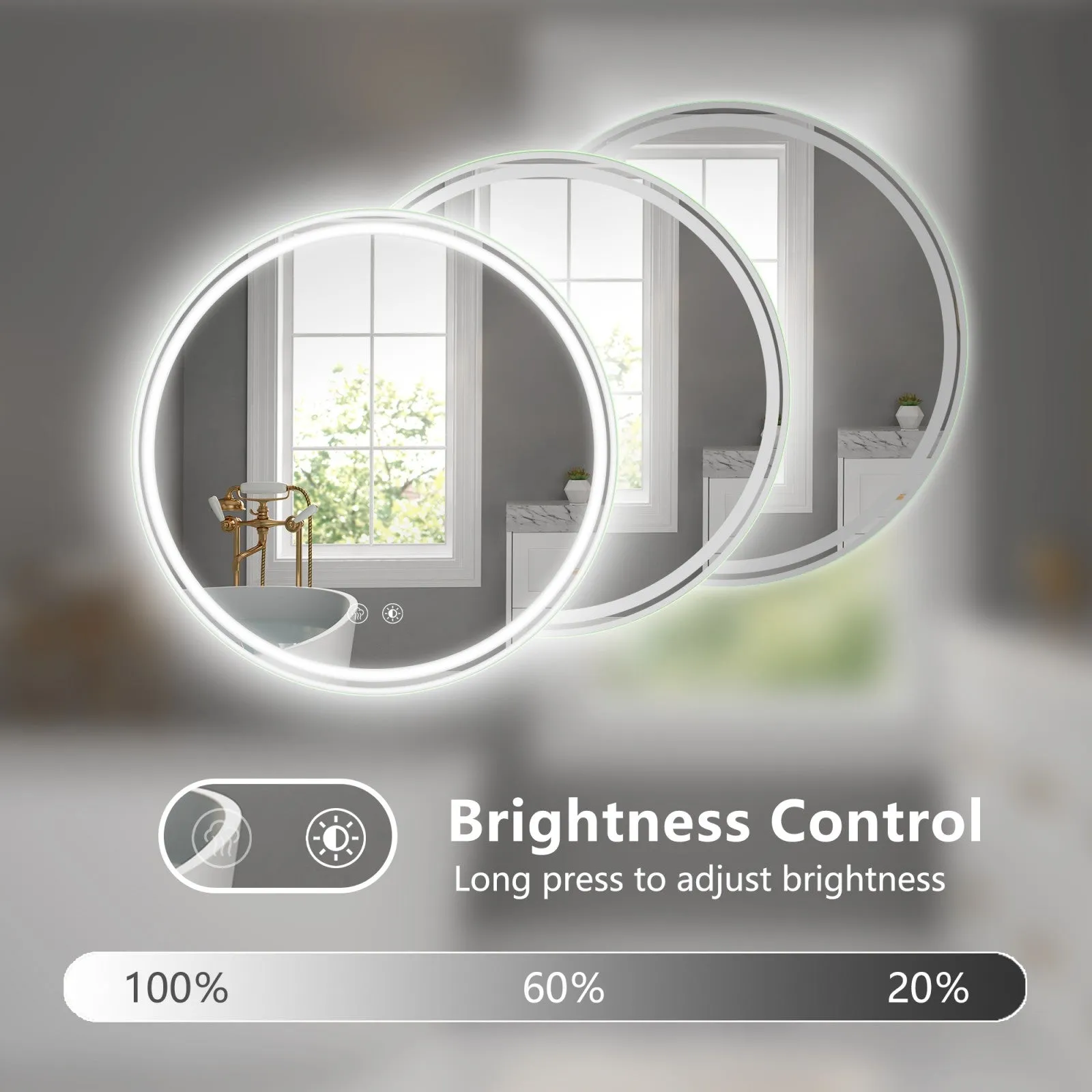 28" Round LED Bathroom Mirror with Convenient Wall-Mounted Design
