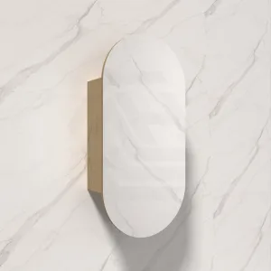 450x900mm Beau Monde Wall Hung Oval Pill-Shaped Shaving Mirror Cabinet Carita Finish for Bathroom