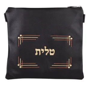 Black Leather Tallis and Tefillin Bag 110A-YG