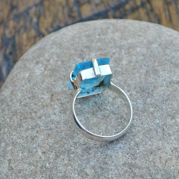 Blue Quartz Ring, 925 Sterling Silver Ring, Blue Gemstone Gift Ring
