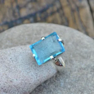 Blue Quartz Ring, 925 Sterling Silver Ring, Blue Gemstone Gift Ring