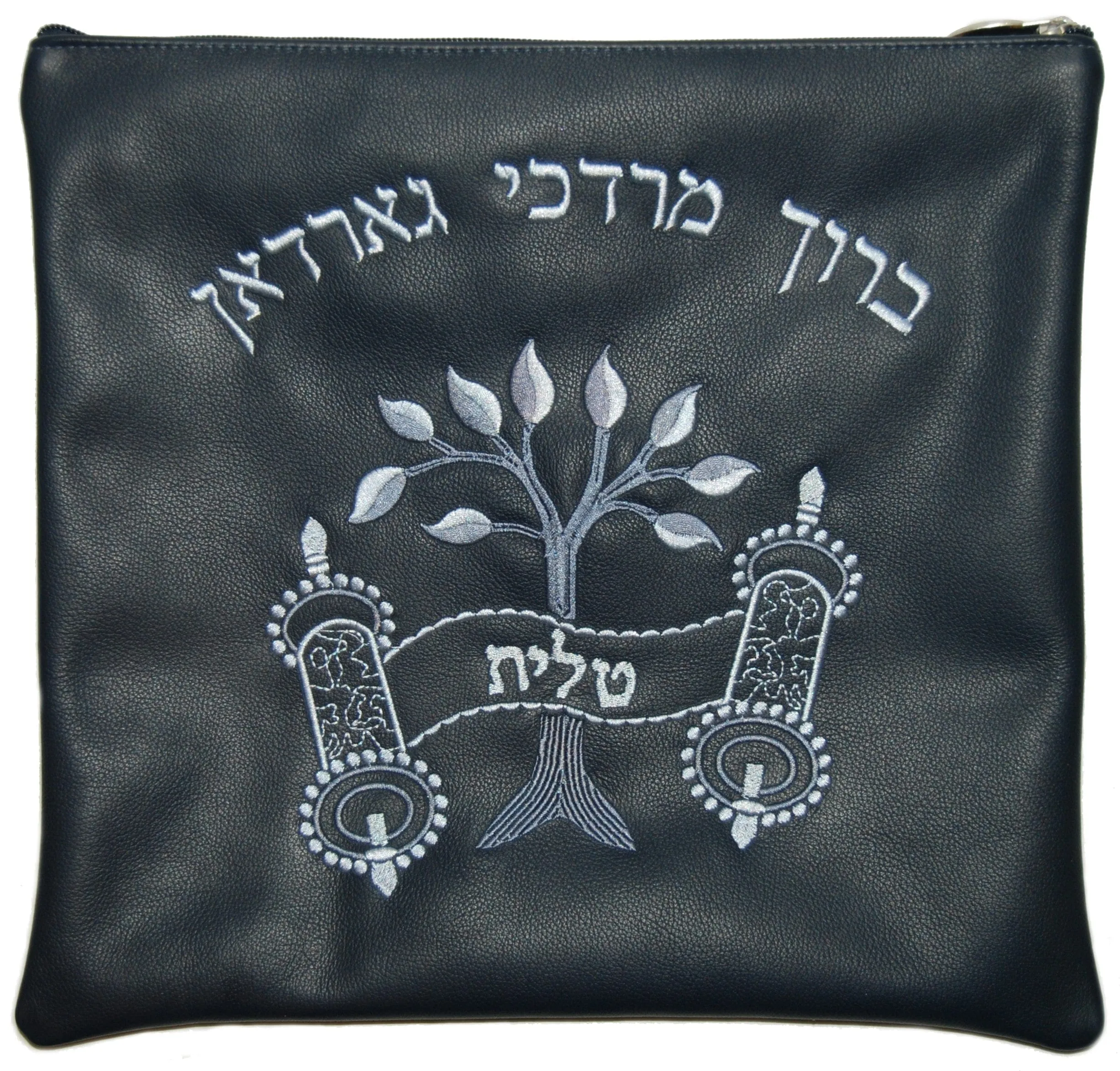 Classic Leather Tallis and Teffilin Bag Tree &amp; Torah Design, Eitz Chaim, Tree of Life 270A-GR