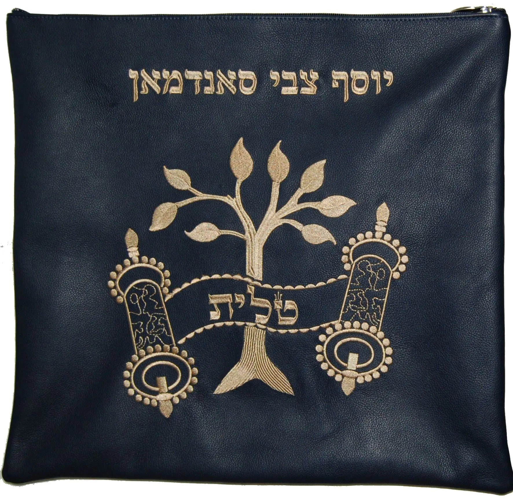 Classic Leather Tallis and Teffilin Bag Tree &amp; Torah Design, Eitz Chaim, Tree of Life 270A-NV2
