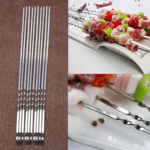 Convenient Heat-Resistant Durable Flat Stainless Steel Skewers Set