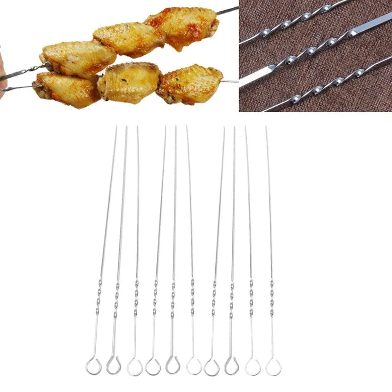 Convenient Heat-Resistant Durable Flat Stainless Steel Skewers Set