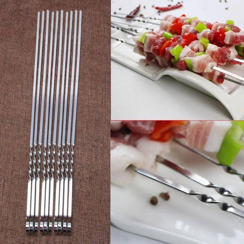 Convenient Heat-Resistant Durable Flat Stainless Steel Skewers Set