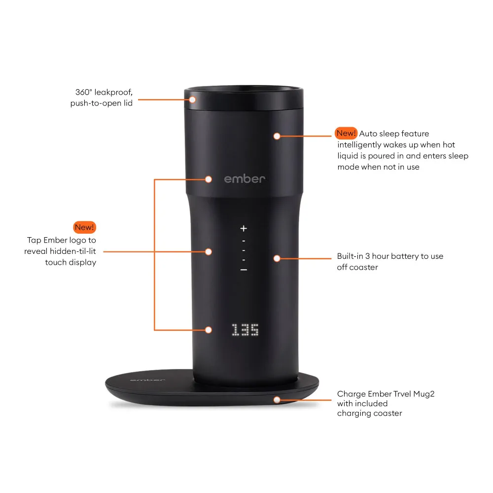 EMBER Travel Mug 2 Plus Temperature Control 12 Oz / 355 ML Black Uk Plug