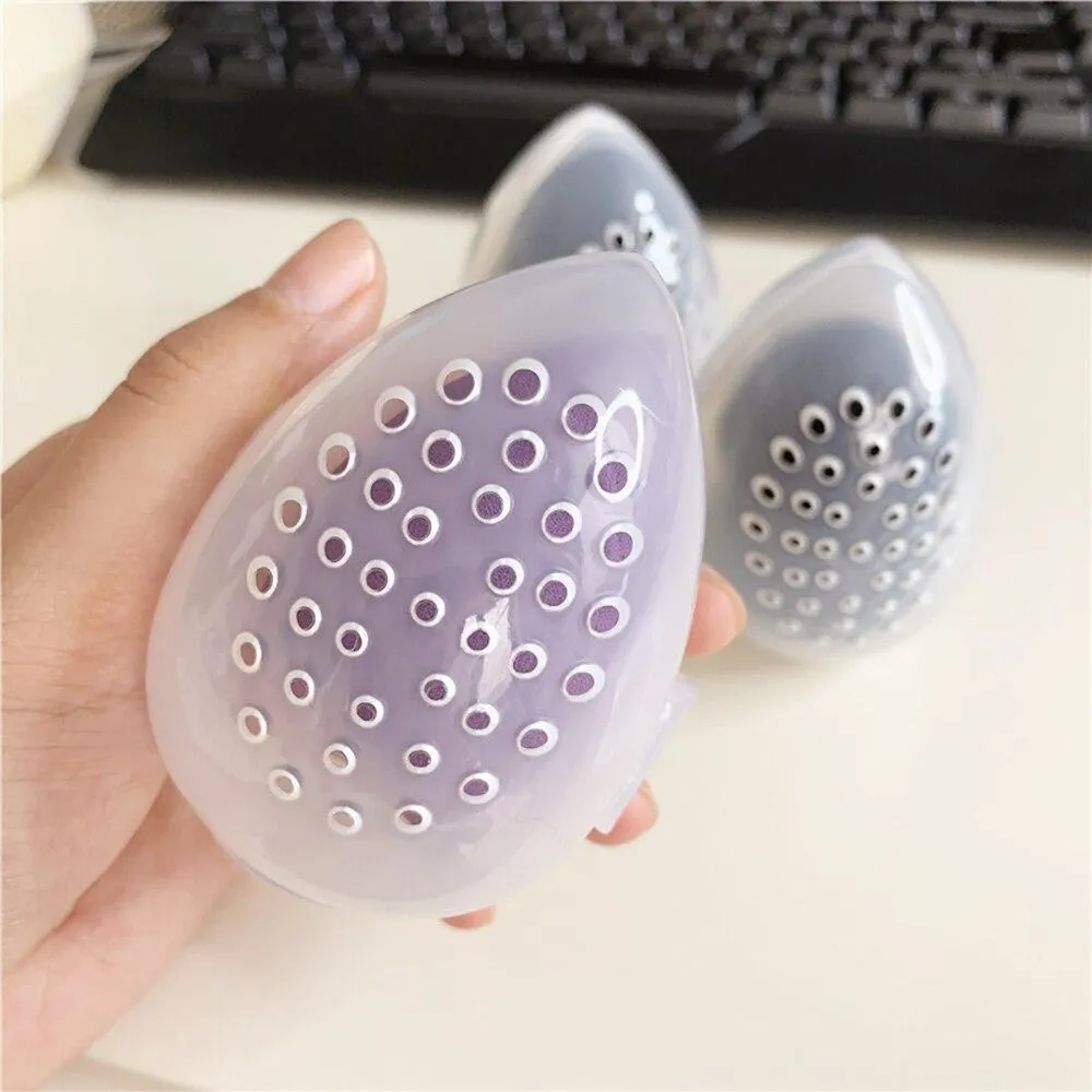Empty Egg Shaped Plastic Beauty Makeup Cosmetic Puff  Sponge Holder Storage Box