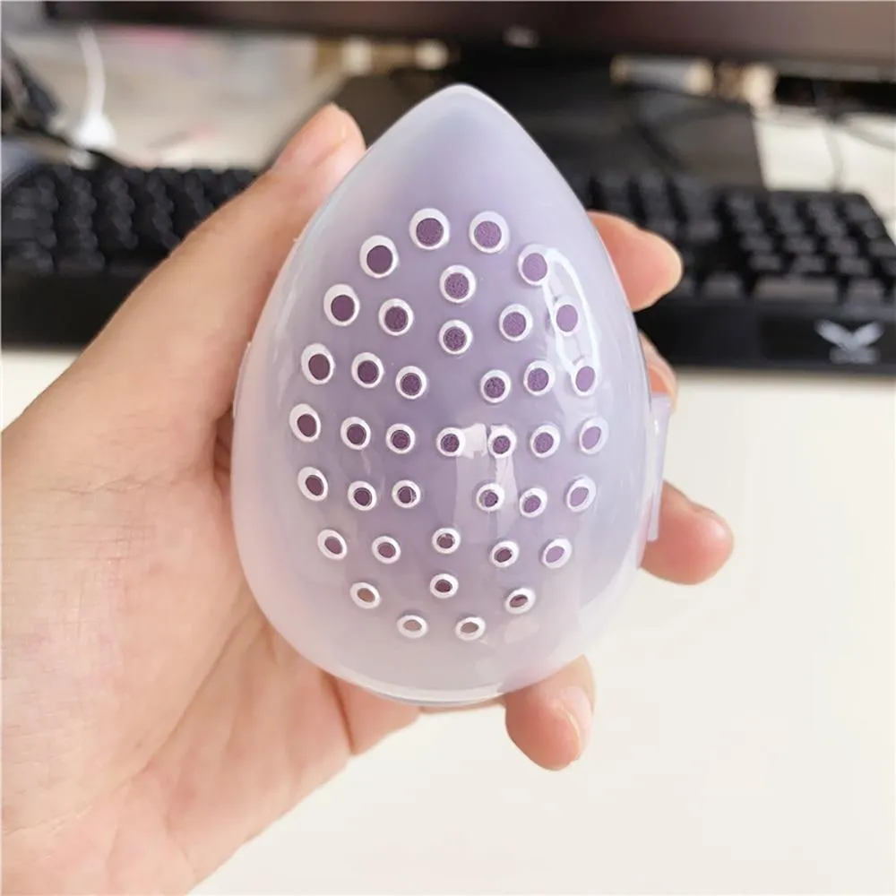 Empty Egg Shaped Plastic Beauty Makeup Cosmetic Puff  Sponge Holder Storage Box