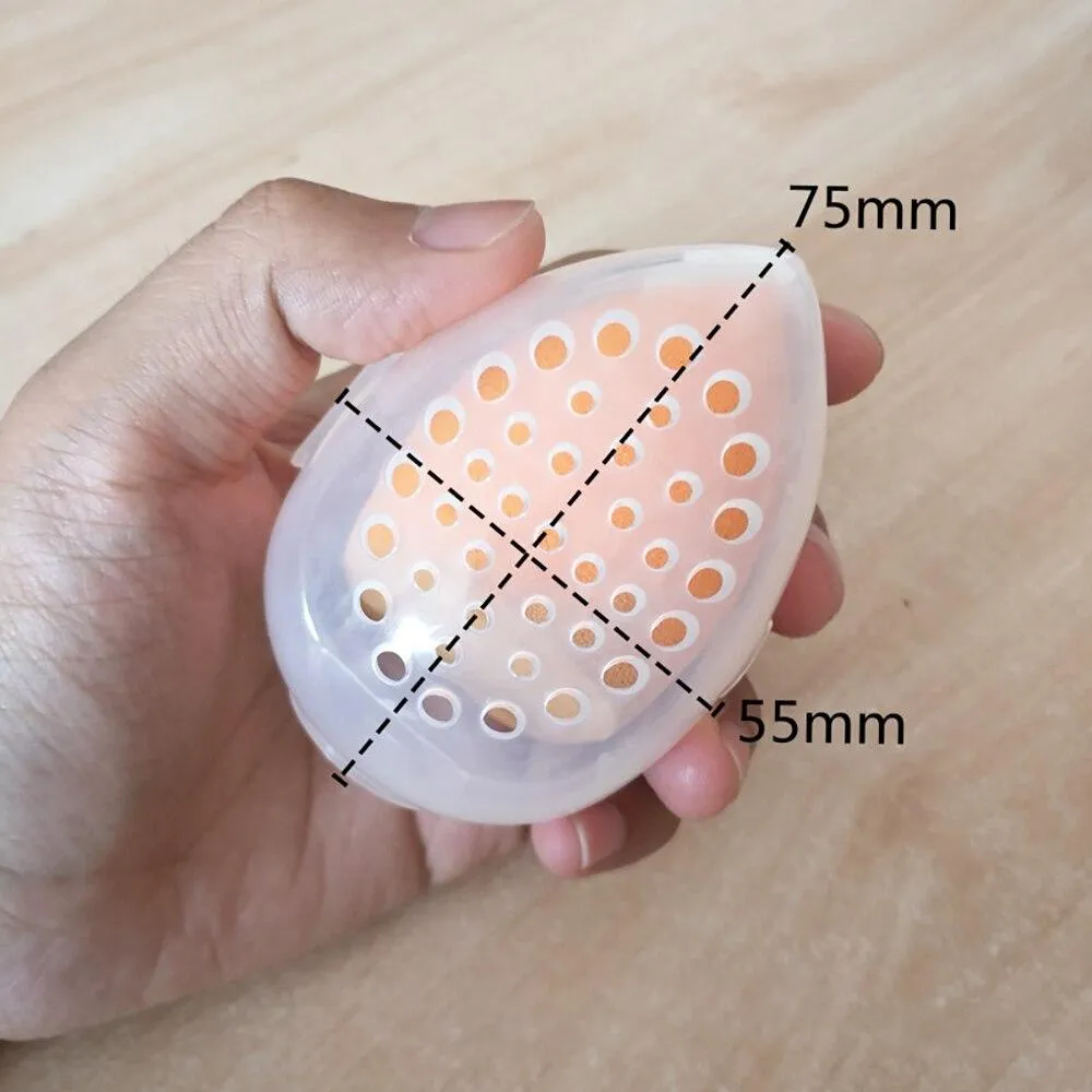 Empty Egg Shaped Plastic Beauty Makeup Cosmetic Puff  Sponge Holder Storage Box