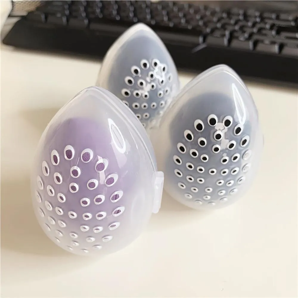 Empty Egg Shaped Plastic Beauty Makeup Cosmetic Puff  Sponge Holder Storage Box