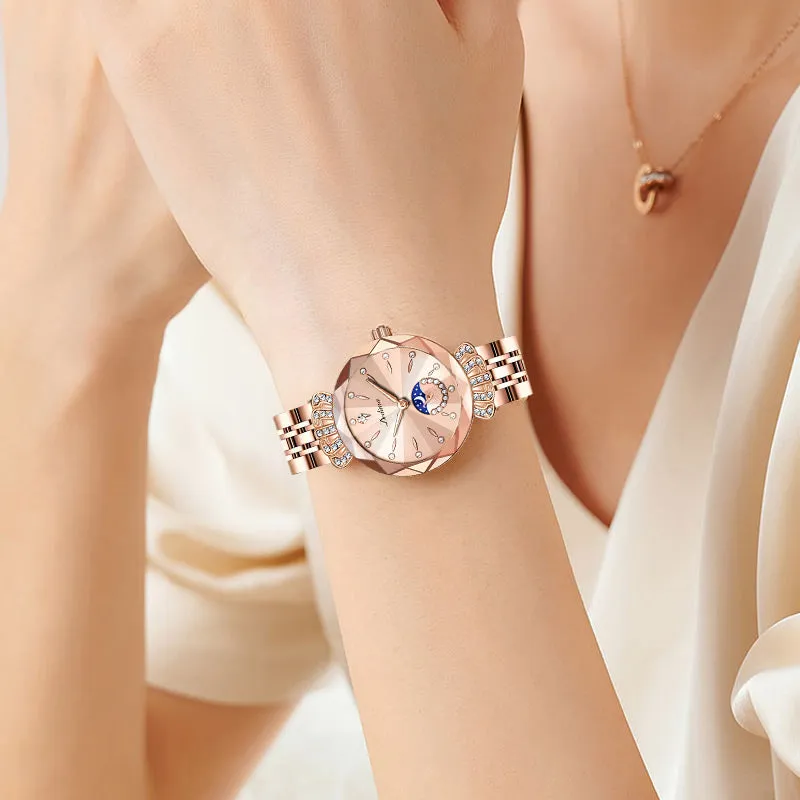 Fashionable Diamond Moon Star Watch for Women