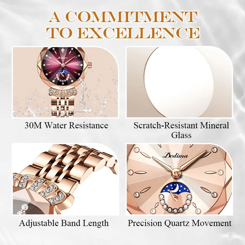 Fashionable Diamond Moon Star Watch for Women