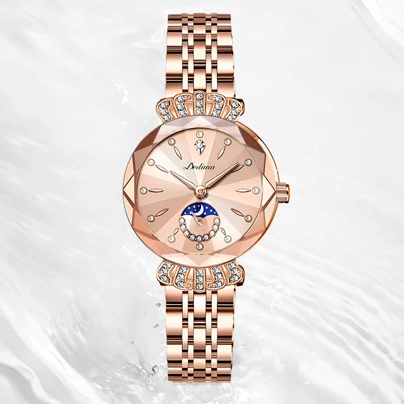 Fashionable Diamond Moon Star Watch for Women