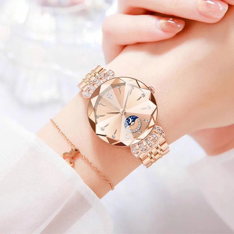 Fashionable Diamond Moon Star Watch for Women
