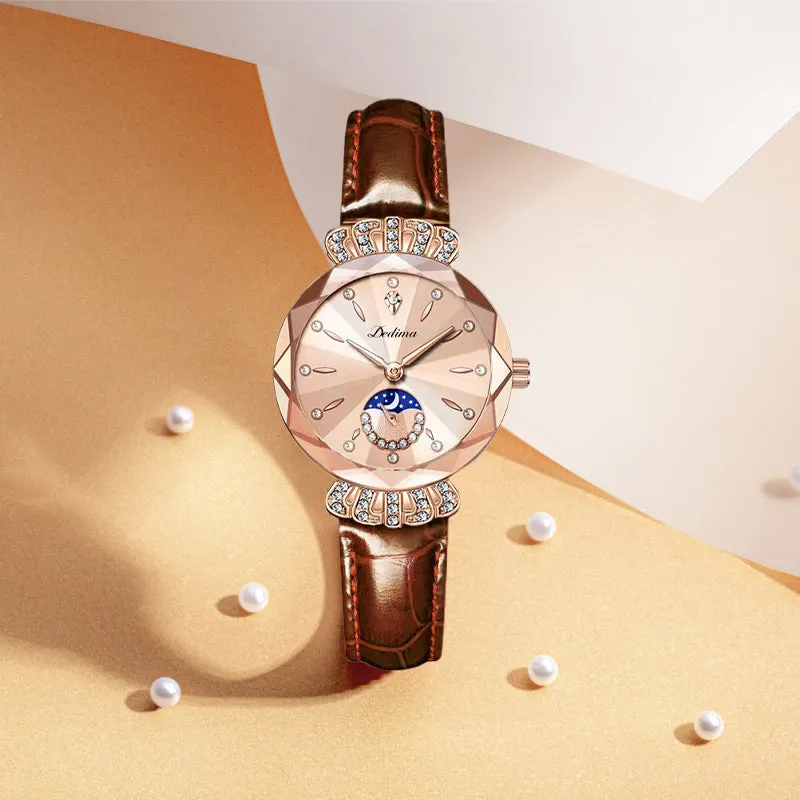 Fashionable Diamond Moon Star Watch for Women