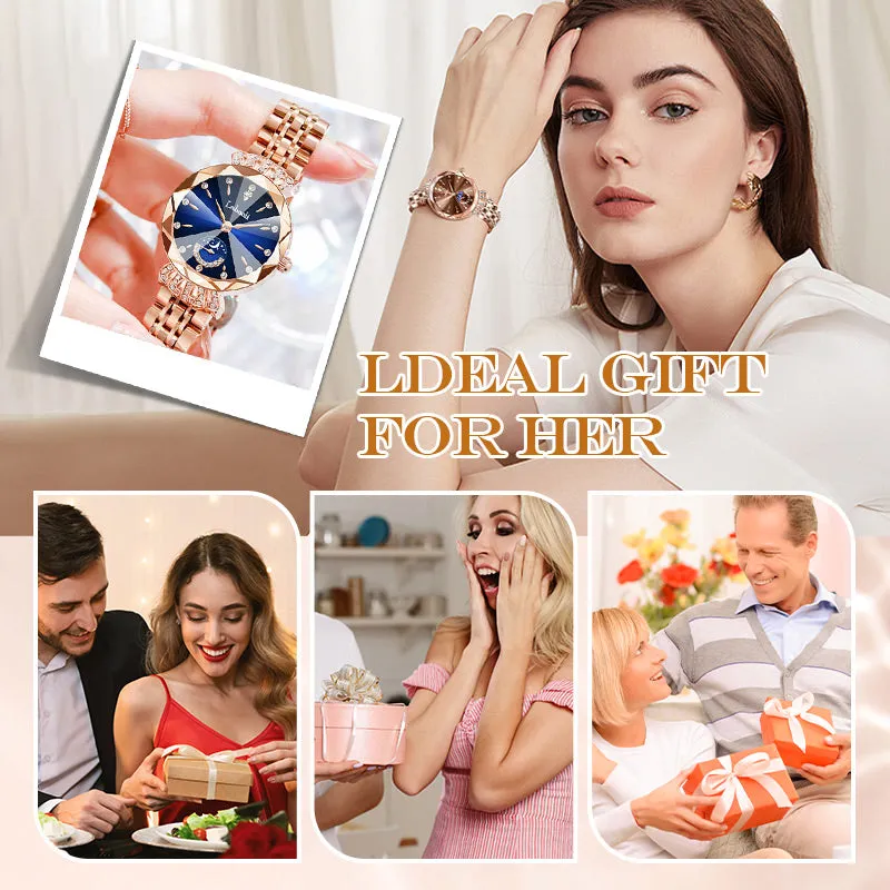 Fashionable Diamond Moon Star Watch for Women