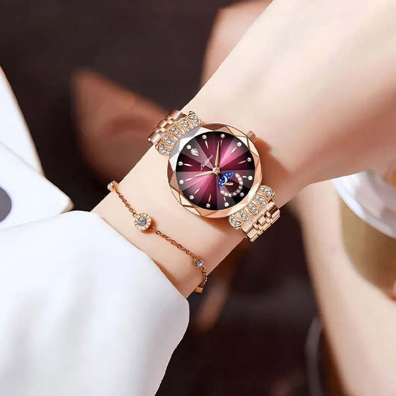 Fashionable Diamond Moon Star Watch for Women