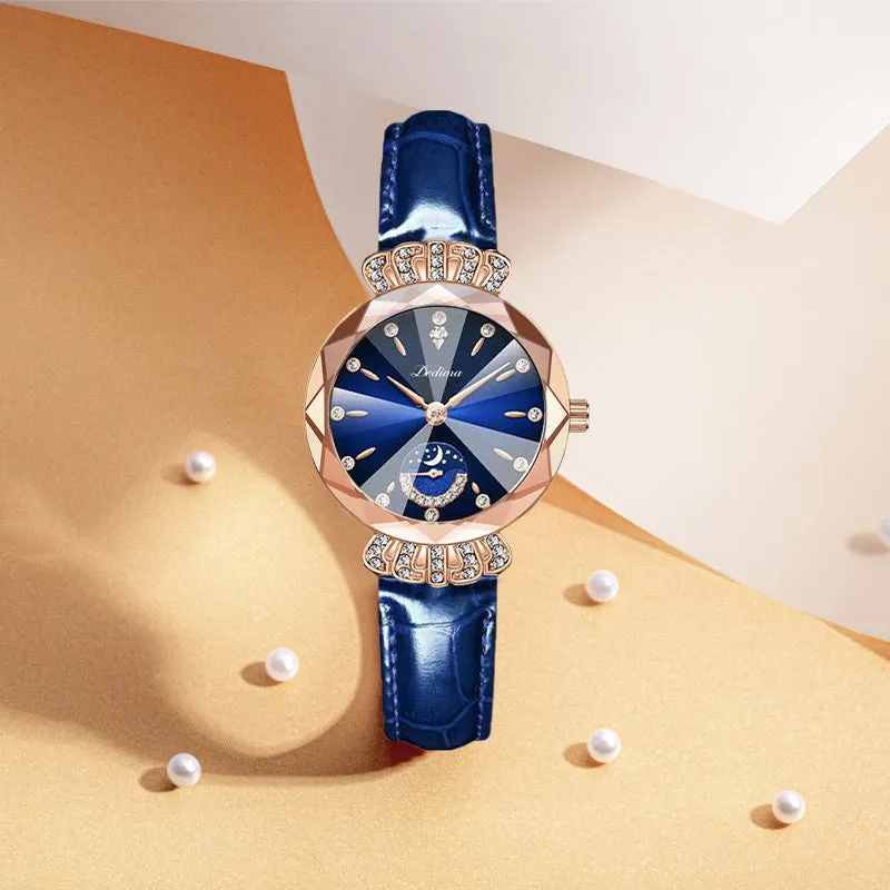 Fashionable Diamond Moon Star Watch for Women