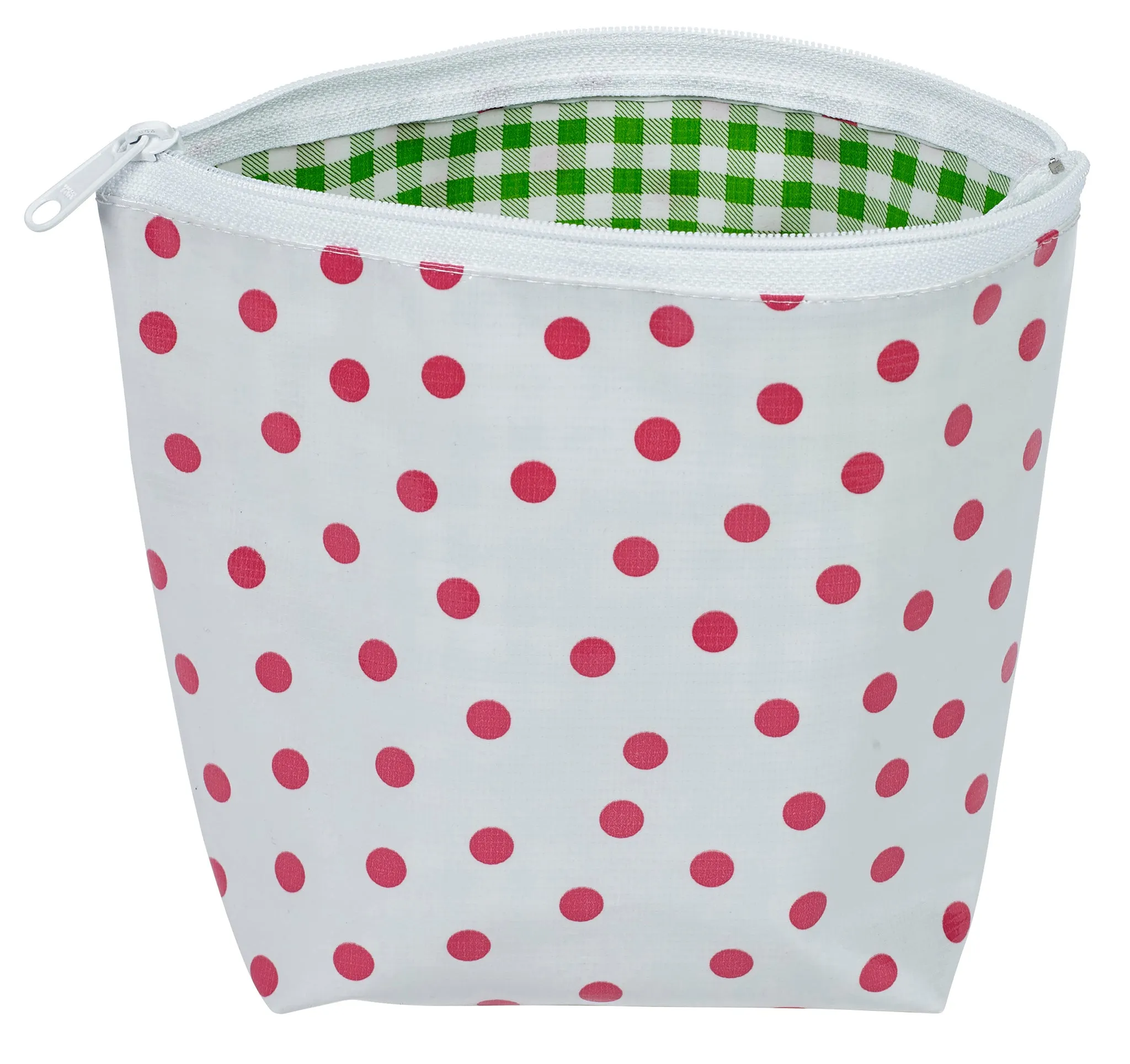 Freckled Sage Oilcloth Cosmetic Bag Dot Pink