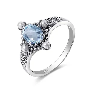 Fresh Water Pearl Oval Shape Aquamarine Gemstone Ring