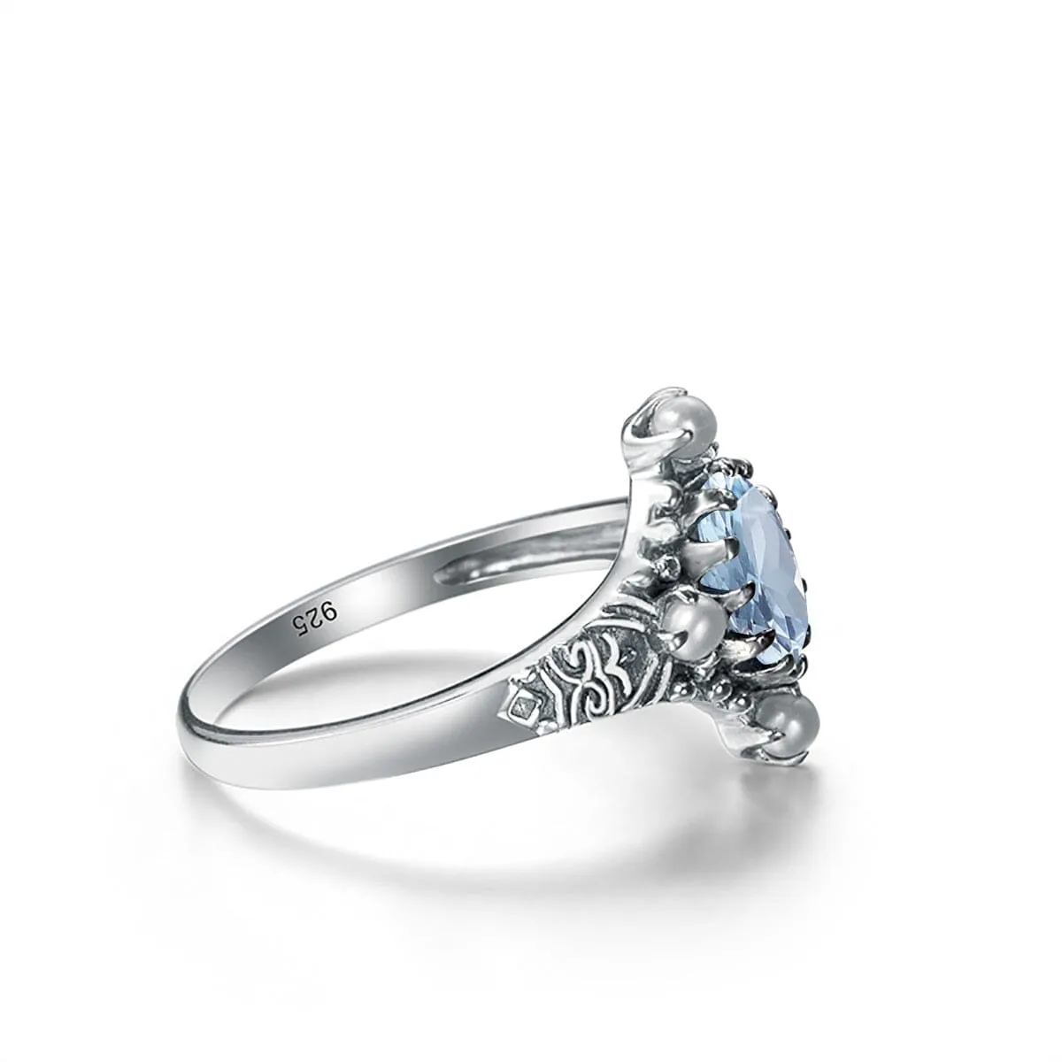 Fresh Water Pearl Oval Shape Aquamarine Gemstone Ring