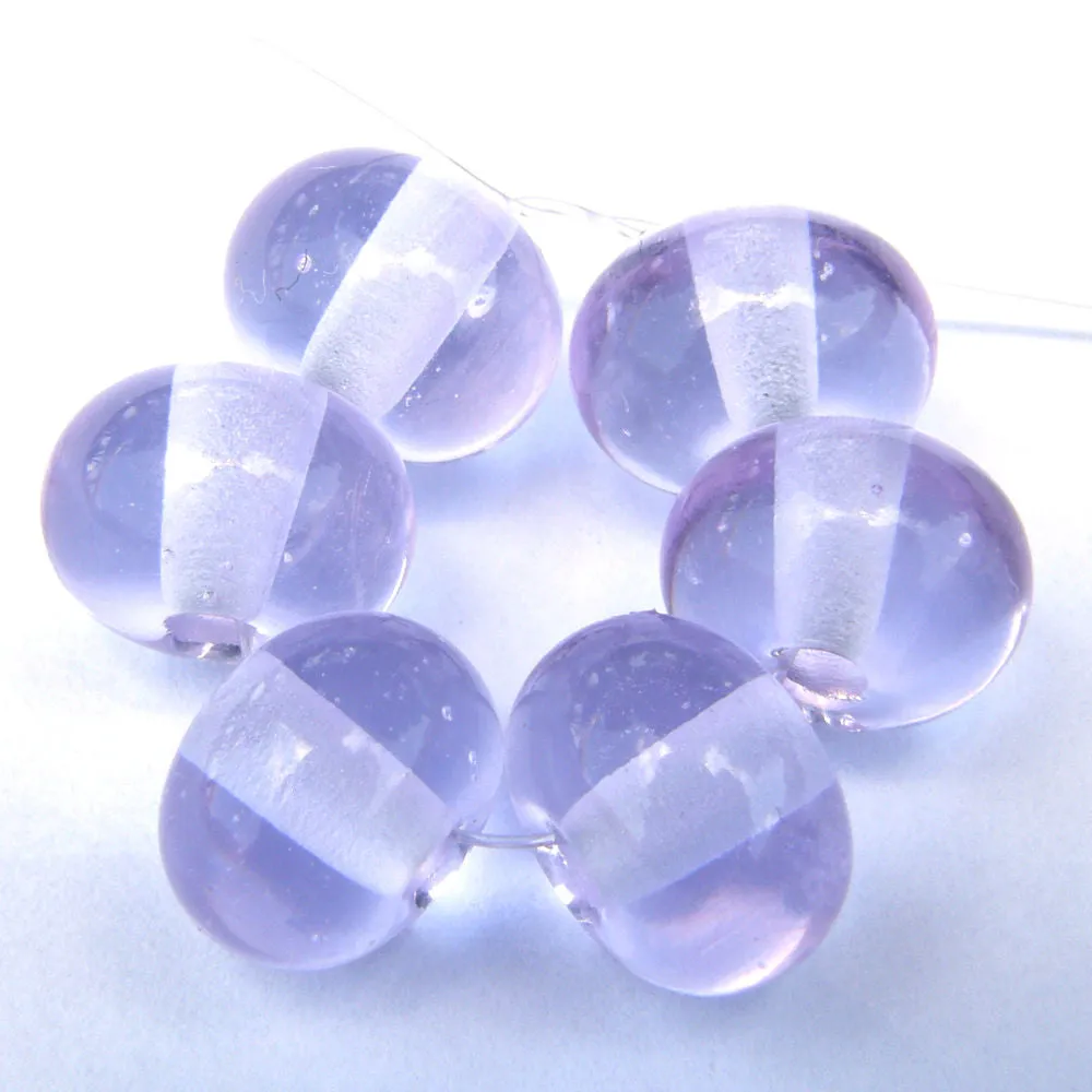 Handmade Lampwork Glass Beads, Purple Pale Lavender Blue Shift Silver Shiny 080gfs