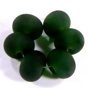 Handmade Lampwork Glass Beads, Transparent Sage Green Etched Matte 019e