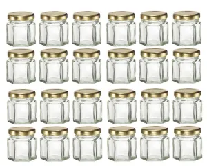 Hexagon Mini Glass Jar 24 pcs Set