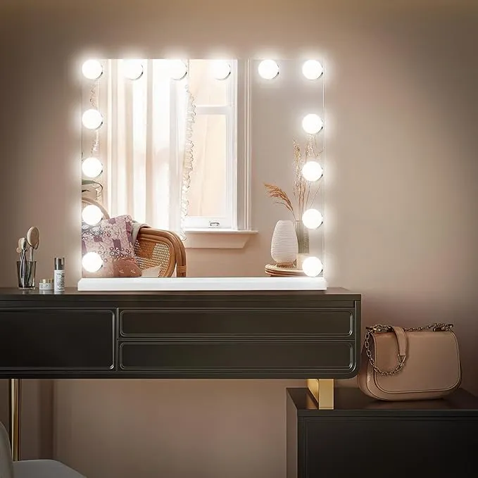 Hollywood LED Portrait Lighted Vanity| Makeup Mirror | Large Light Up Makeup Mirror with 14 Dimmable LED Bulbs 3 Lighting Modes | Touch Screen Control Tabletop and Wall Mounted Mirror for Dressing Table