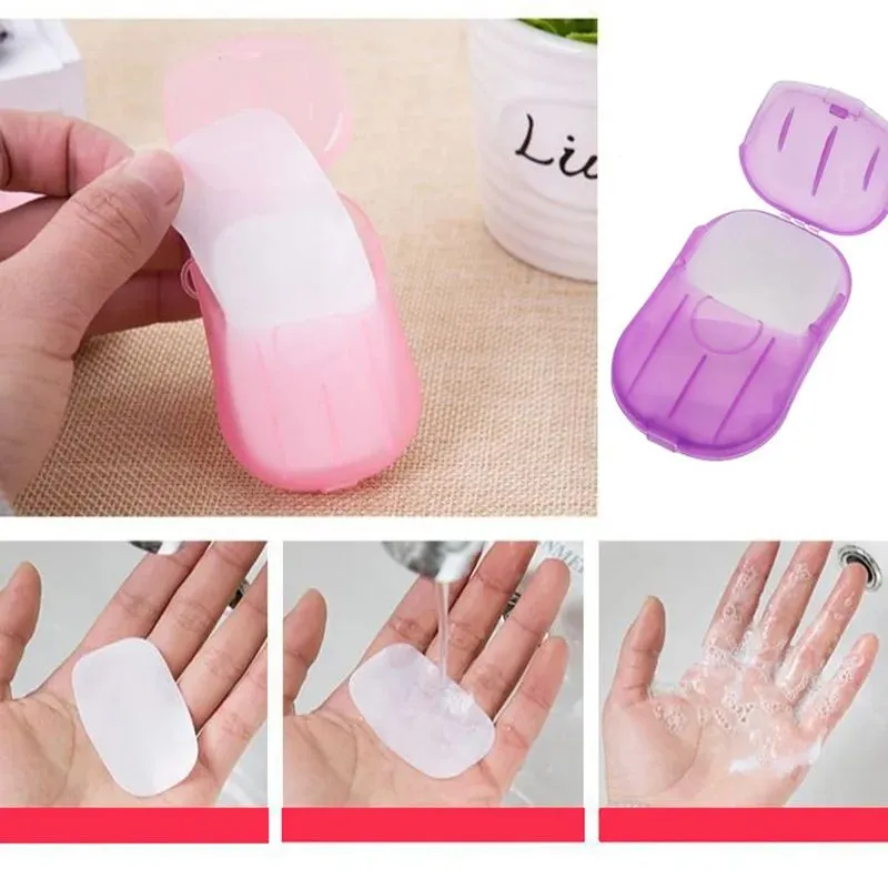 HUXIA Beauty Travel Soap 20pcs 1 Disposable Box Soap Portable Mini Paper Soap