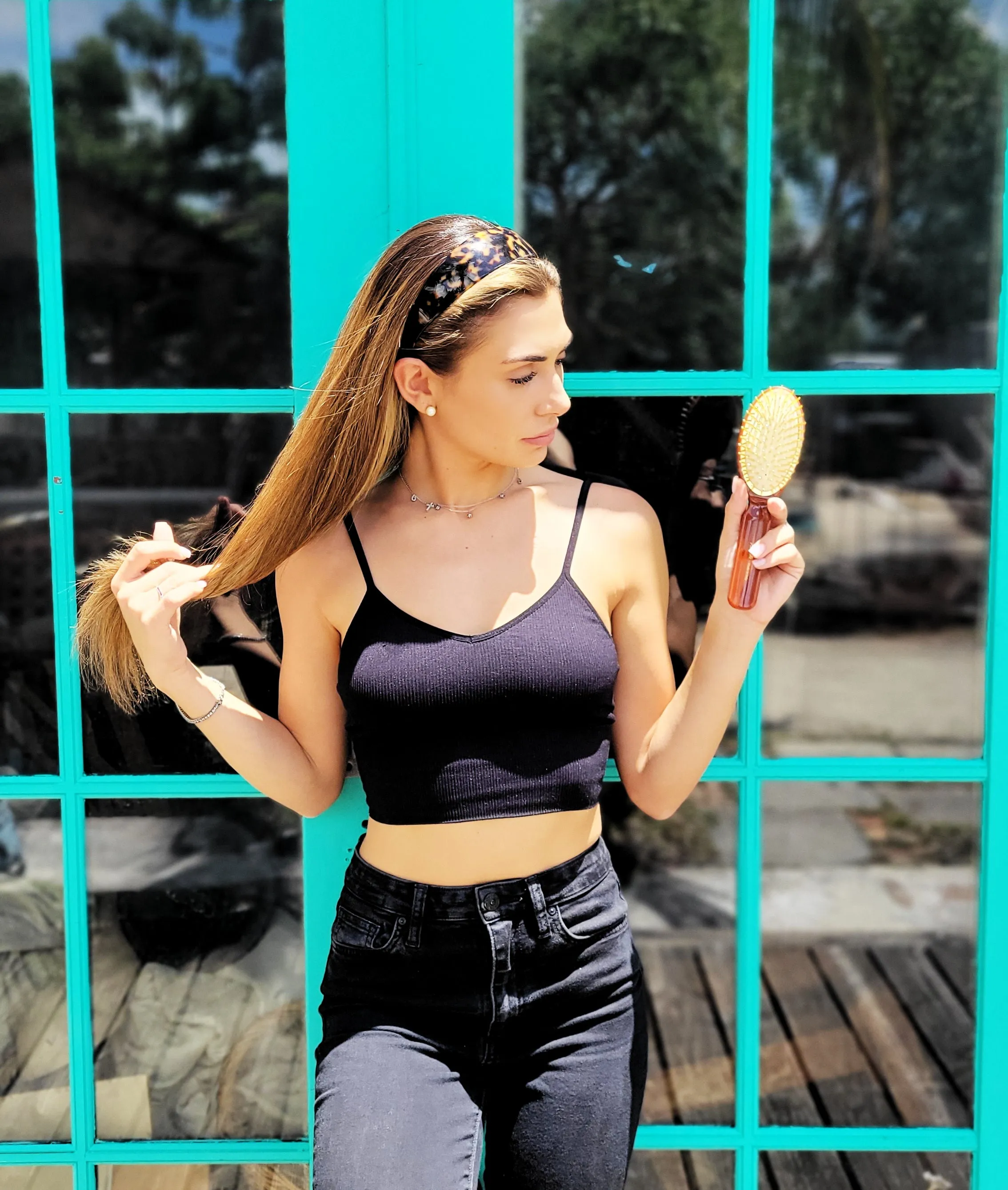 Janeke Oval Hair Brush with Gold Bristles and Tortoise Handle, SP09G DBL