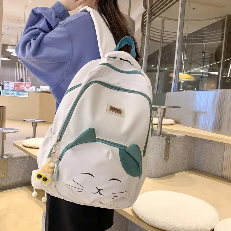 Japanese Cute Cat College Style Large Capacity Schoolbag