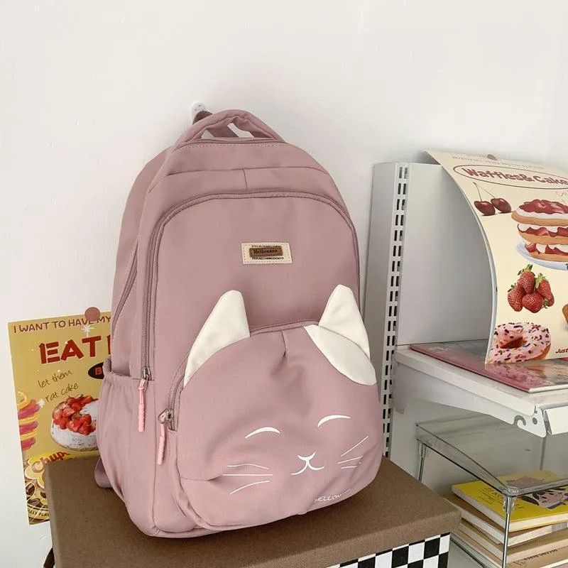 Japanese Cute Cat College Style Large Capacity Schoolbag
