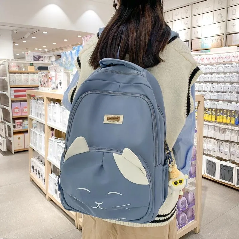 Japanese Cute Cat College Style Large Capacity Schoolbag