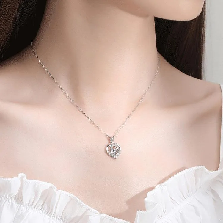 Kloppend Hart Fonkelende Dames Zilveren Ketting