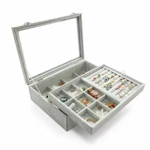 Large Capacity Jewelry Box Double Layer Flannel Box