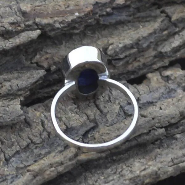 Natural Lapis Lazuli Gemstone Ring, Oval Cab Gemstone Ring, 925 Sterling Silver Ring, January Birthstone Ring, Bezel Set Artisan Gift Ring, Lapis Lazuli Jewelry, Nickel Free