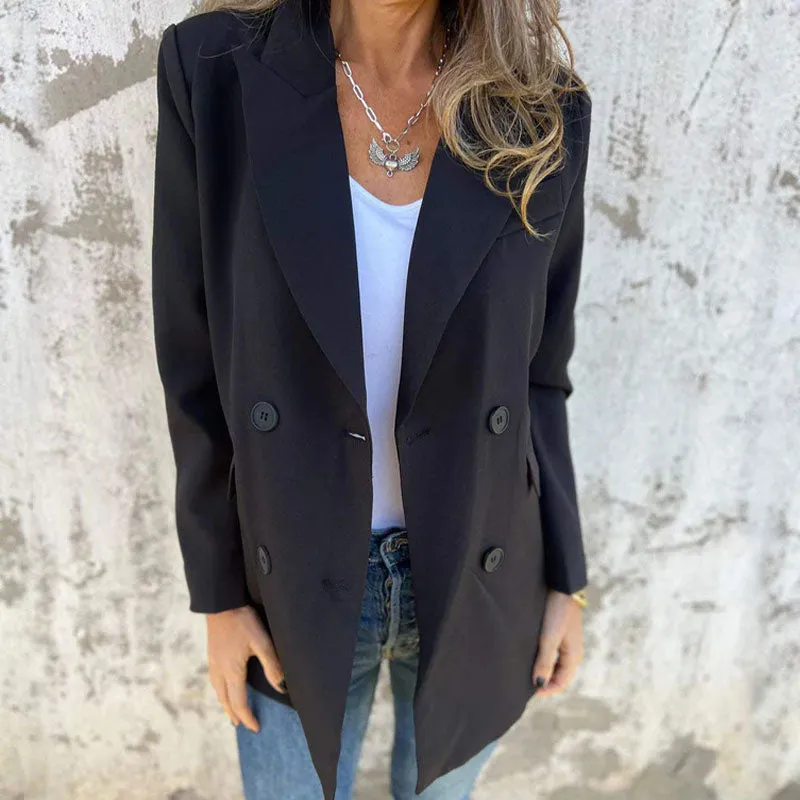 New autumn products-54% OFF Fashionable Solid Color Long-Sleeve Blazer-Warm and fashionable