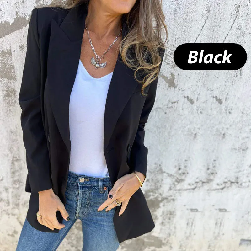  New autumn products-54% OFF Fashionable Solid Color Long-Sleeve Blazer-Warm and fashionable