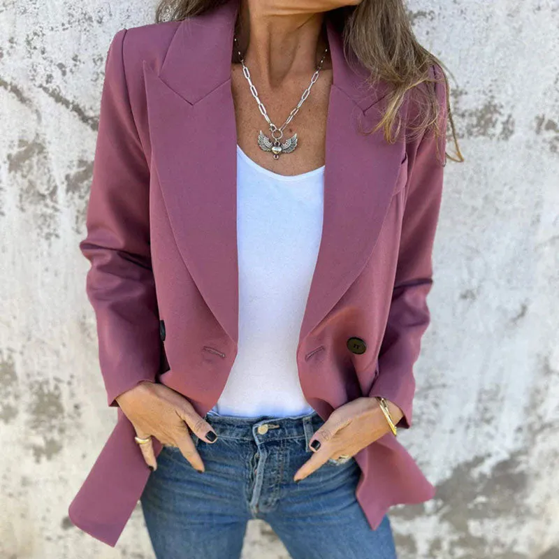  New autumn products-54% OFF Fashionable Solid Color Long-Sleeve Blazer-Warm and fashionable