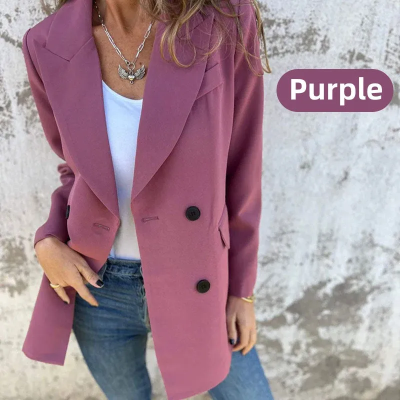  New autumn products-54% OFF Fashionable Solid Color Long-Sleeve Blazer-Warm and fashionable