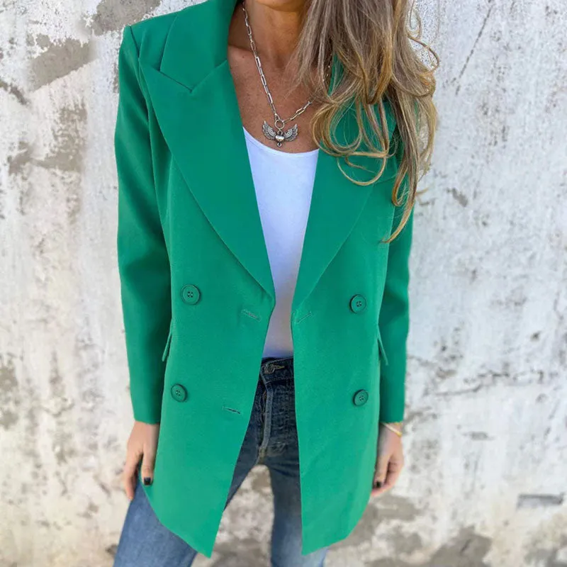  New autumn products-54% OFF Fashionable Solid Color Long-Sleeve Blazer-Warm and fashionable