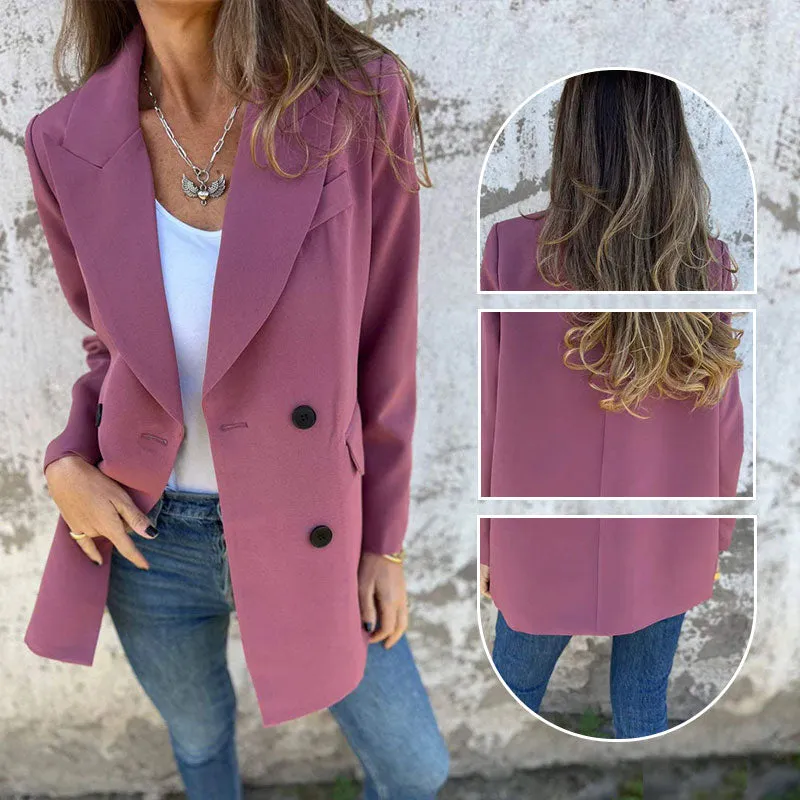  New autumn products-54% OFF Fashionable Solid Color Long-Sleeve Blazer-Warm and fashionable