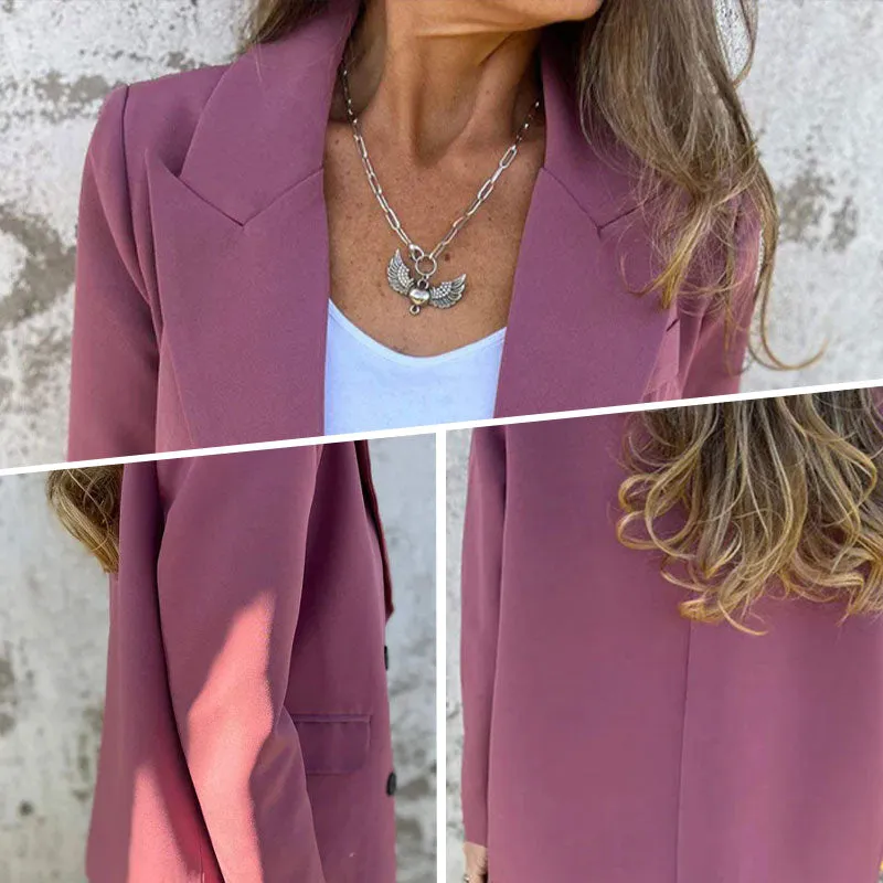  New autumn products-54% OFF Fashionable Solid Color Long-Sleeve Blazer-Warm and fashionable